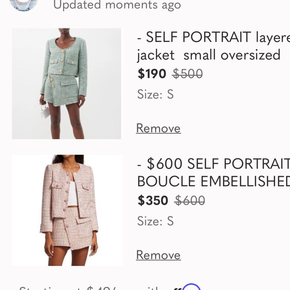 Set of 2 jackets only Self portrait small